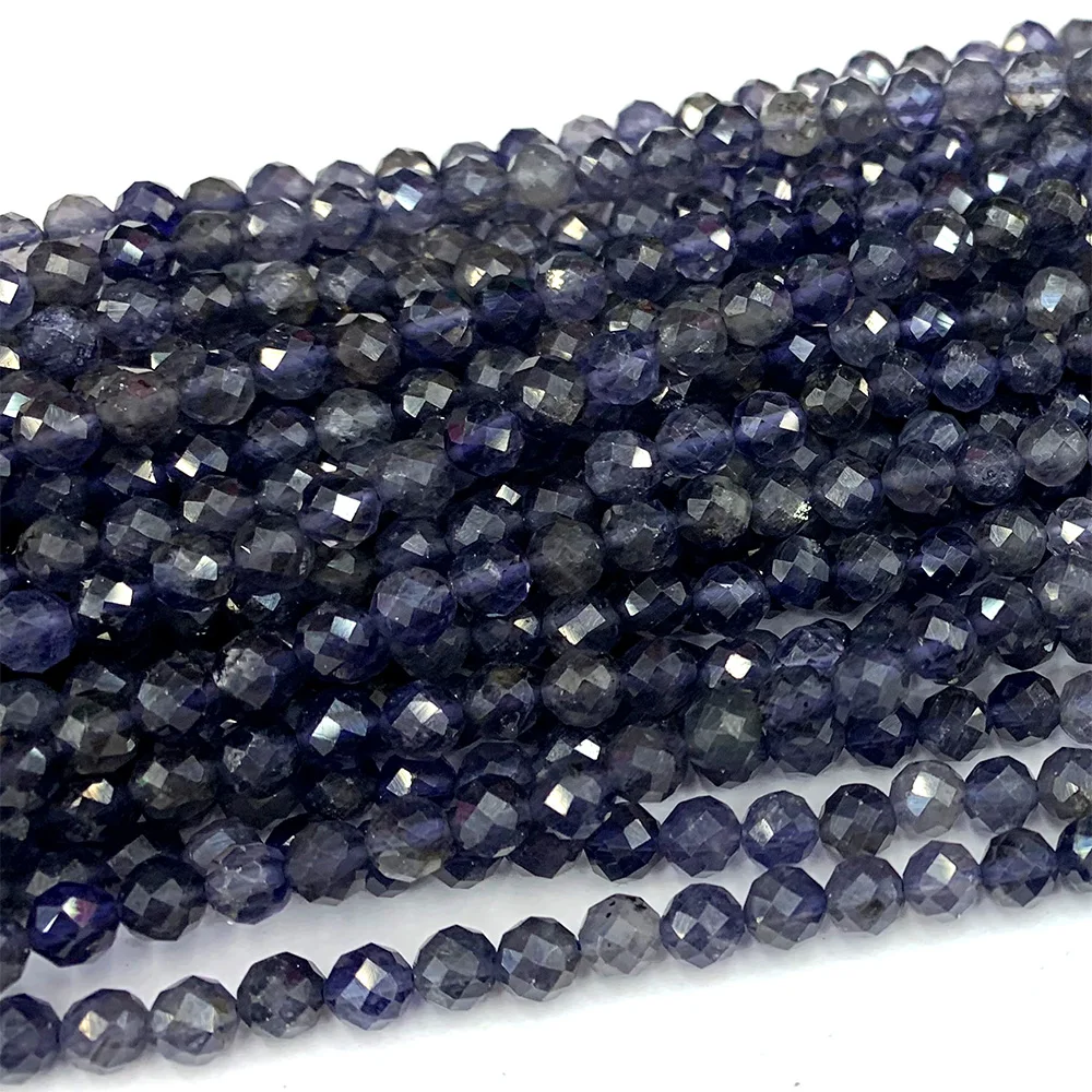 

Veemake Blue Iolit Natural Stones Crystal Gemstones DIY Necklace Bracelets Earrings Faceted Round Beads For Jewelry Making 07282