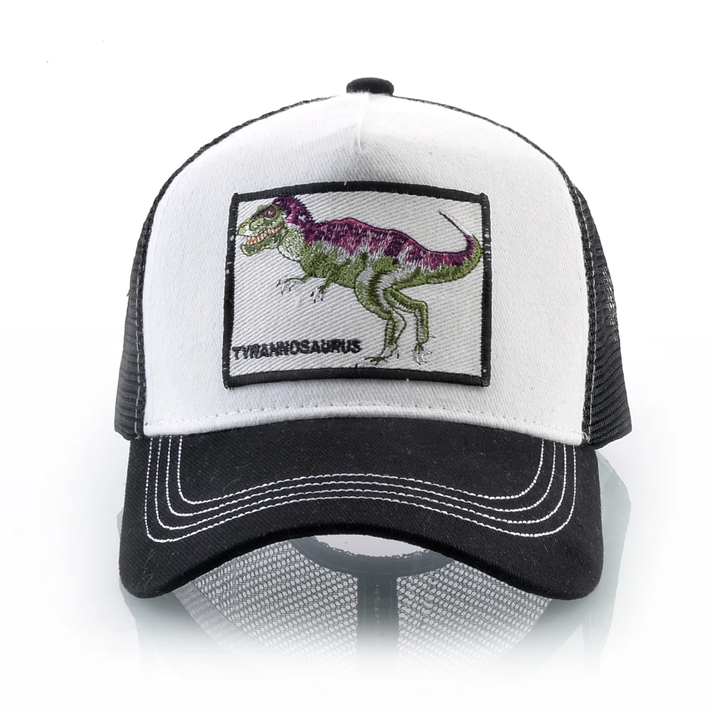 Fashion Baseball Cap With Dinosaur Embroidery Patch Men's Summer Mesh Visor Caps Women Snapback Trucker Cap Unisex Hip Hop Bones