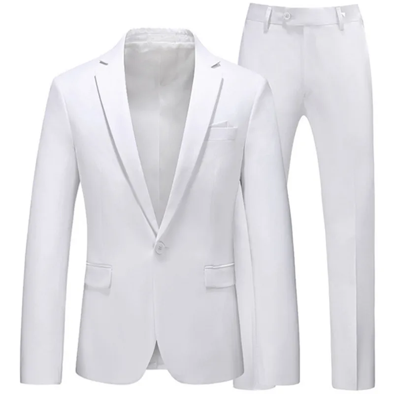 Chaqueta informal de negocios para hombre, traje negro ajustado, pantalones de abrigo de lujo, Blazer Formal para boda y fiesta, conjunto de 2 piezas