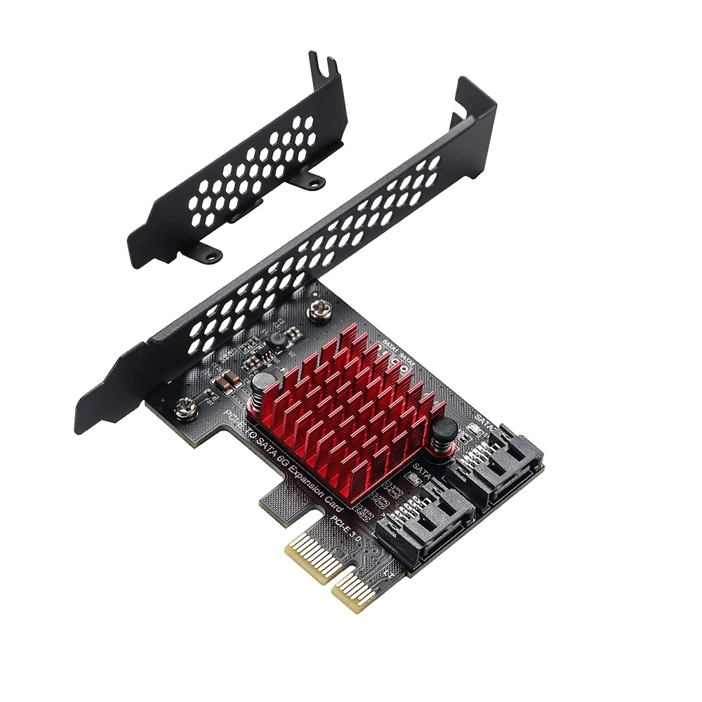 PCIe to 2 Ports SATA 3 III 3.0 6 Gbps SSD Adapter PCI-e PCI Express x1 Controller Board Expansion Card Support x4 x6 x8 x16