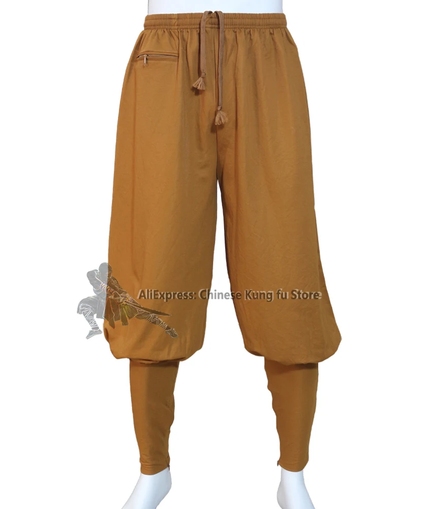 4 Colors Soft Cotton Blends Buddhist Trousers Shaolin Kung fu Tai chi Pants Wushu Wing Chun Clothes