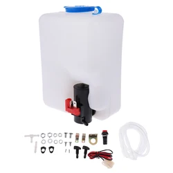 Universal 12V  Windshield Wiper Washer Fluid Bottle Windscreen Water Reservoir tank Hose Jet Switch Full Set