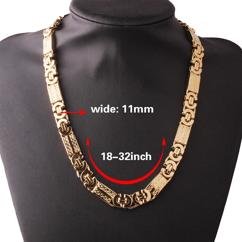 Tiasri 11mm Gothic Men's Necklace Bracelet Punk Style Chain Collar Aesthetic Link High Quality Stainless Steel Choker Jewelry