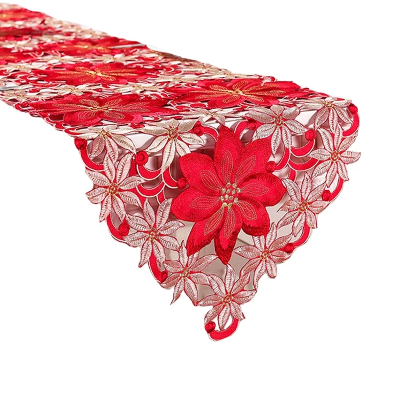 Độ Dày Gấp Đôi Đỏ Mộc Mạc Cutwork Họa Tiết Nổi Bàn Á Quân Đồ Dùng Trang Trí Giáng Sinh Chất Lượng Cao Cho Gia Đình Ăn