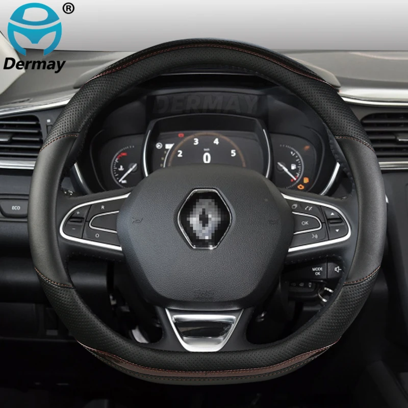 for Renault Megane 4 IV Grand Coupe Saloon Car Steering Wheel Cover Microfiber Leather + Carbon Fiber Fashion Auto Accessories