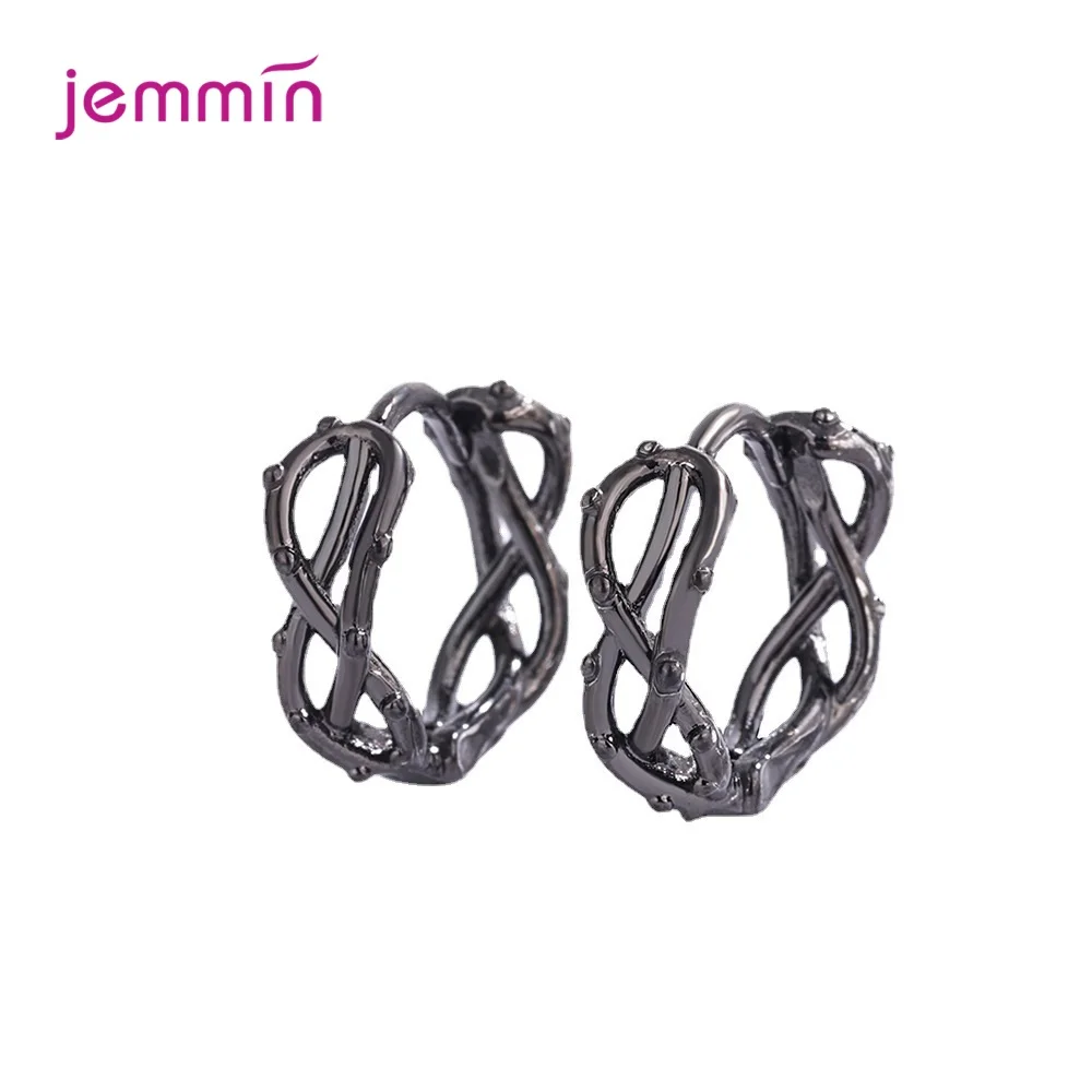 925 Sterling Silver Steampunk Black Earrings For Women Girls Streetwear Trend Fashion Jewelry Wholesale