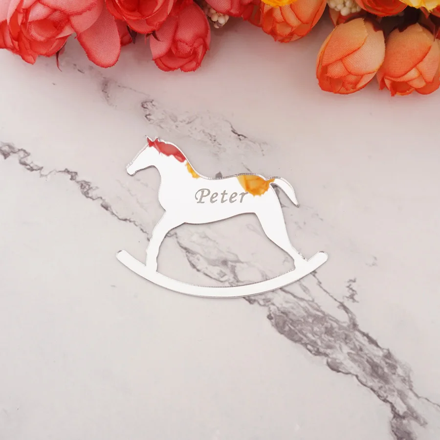 5cm Horse Name Plates for Weddings Guests Gifts Laser Cut Acrylic Custom Shapes Baby Shower Baptism Souvenirs Party Favors Decor