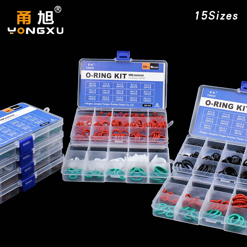O Ring Kit Silicone Rubber O Ring Set Seal VMQ NBR FKM Sealing Oring kit Nitrile Washer Rubber Rings Set Assortment Box