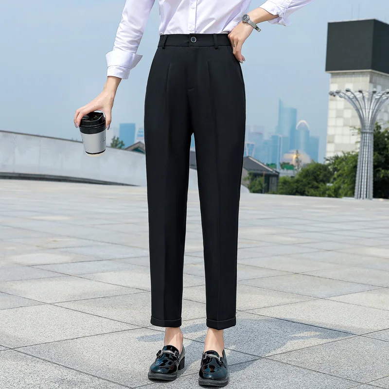 Korean Casual Women\'S Straight Tube 2023 Autumn Harlan Pipe Pants Are Versatile, Slim And Vertical, Formal 9-Point Trousers Lady