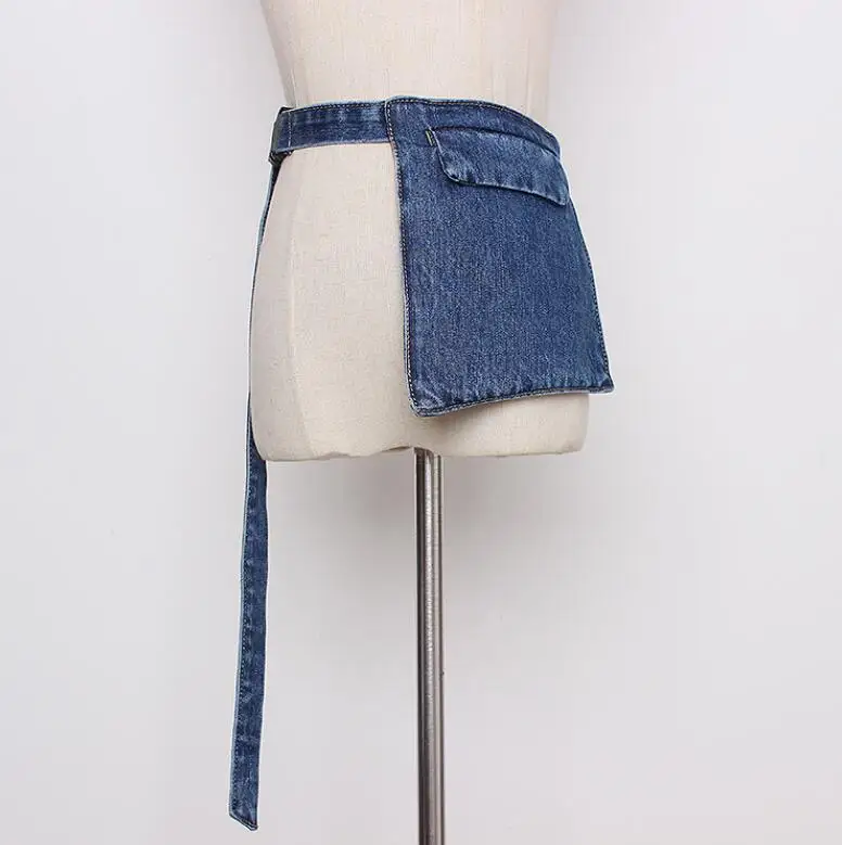 Women's runway fashion pocket denim Cummerbunds female Dress Corsets Waistband Belts decoration wide belt R3085