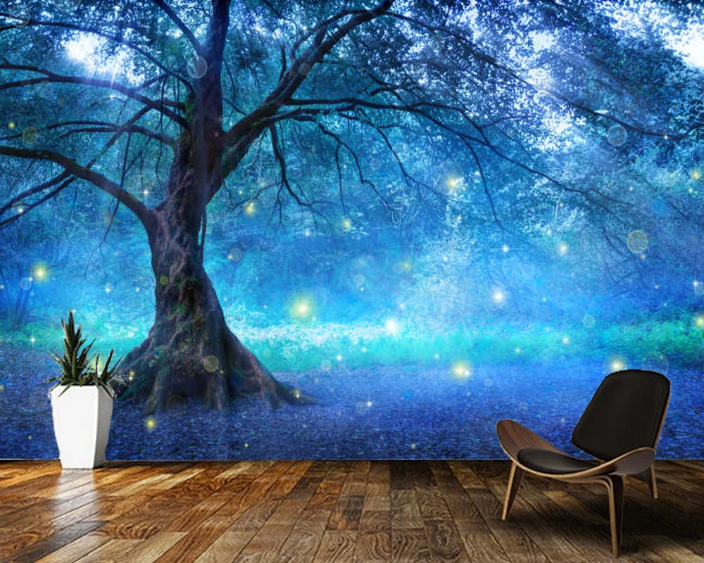 Papel de parede Fairy tree in fantasy mysterious forest 3d wallpaper,living room children bedroom wall papers home decor mural