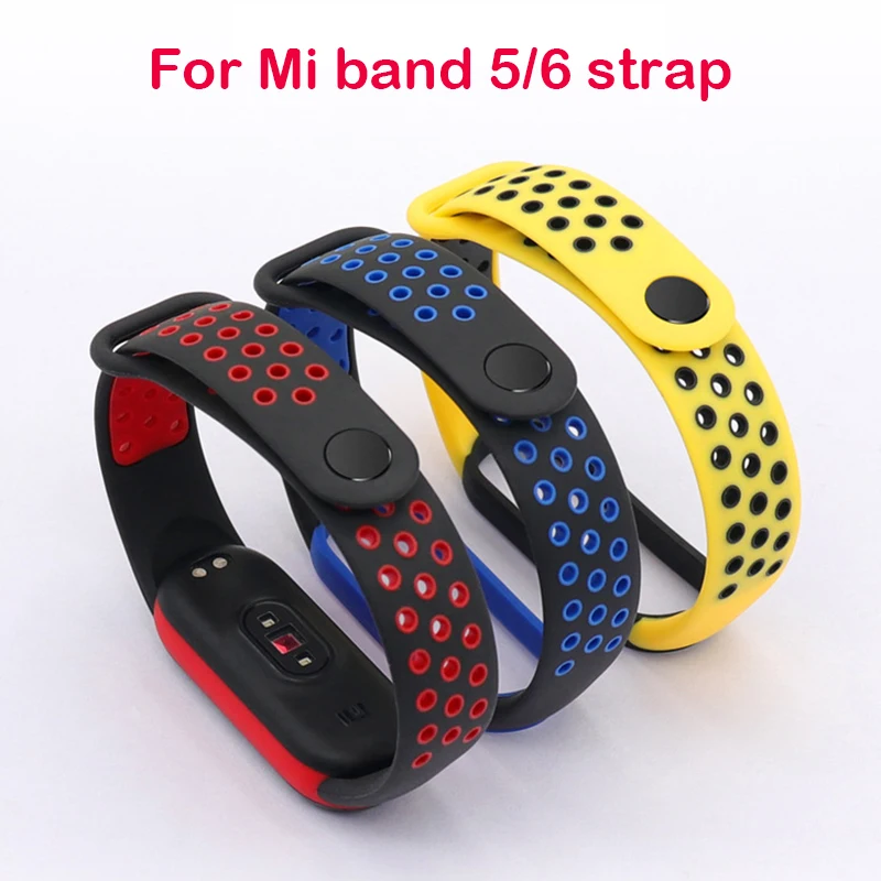 

Breathable Strap for Xiaomi Mi Band 5 6 Silicone Wrist Strap WristBand Bracelet for xiaomi my band belt 5 6 Strap Replacement