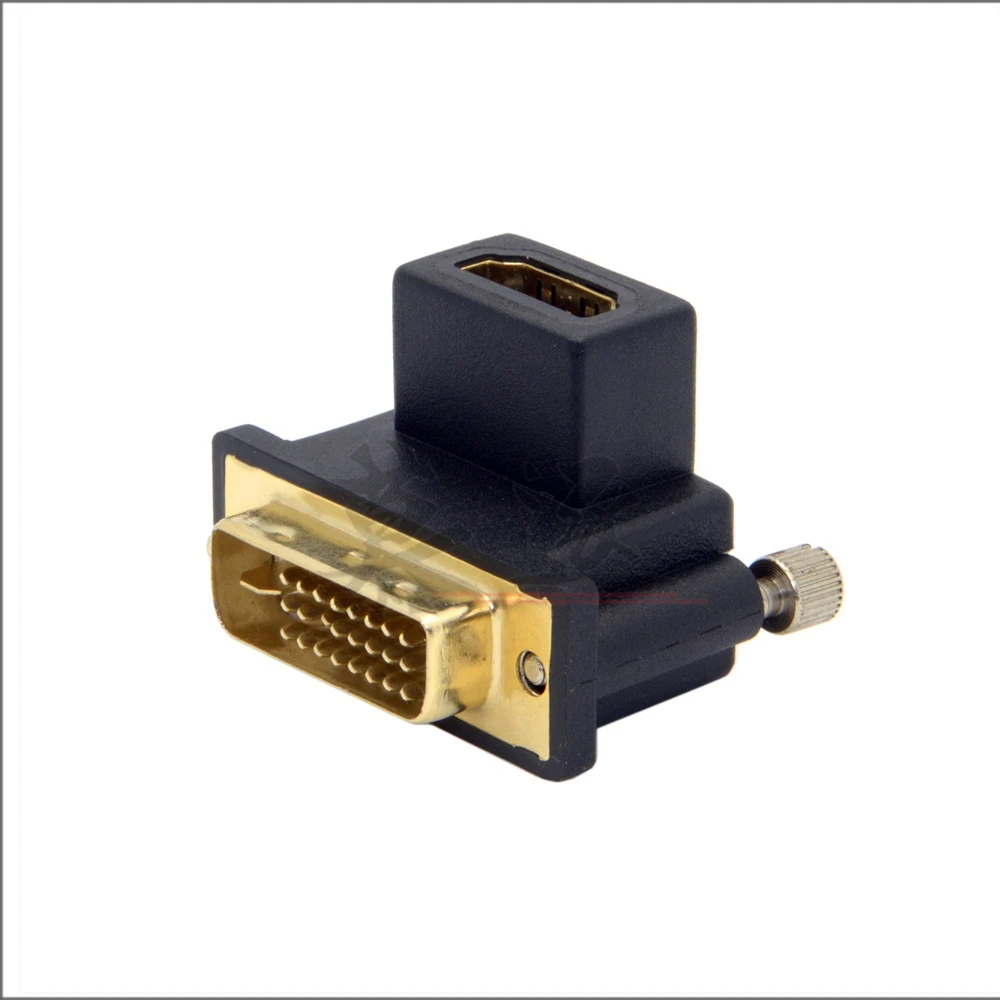 Adaptador giratorio macho a hembra compatible con HD, DVI en ángulo hacia arriba y hacia abajo, 90 grados, ordenador, HDTV y tarjeta gráfica