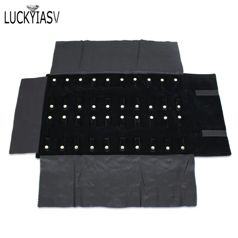 Black Velvet Bracelet Jewelry Display 20 Pieces Chain Organizer Storage Bag Exhibition Carrying Case Travel Roll Bag