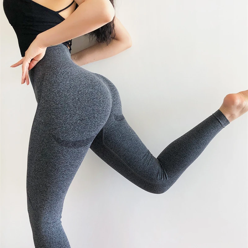 Nowe niezbędne bezszwowe legginsy dla kobiet trening siłowy Push Up spodnie jogi Butt Booty Running sport Legging wysokiej talii leginsy sportowe