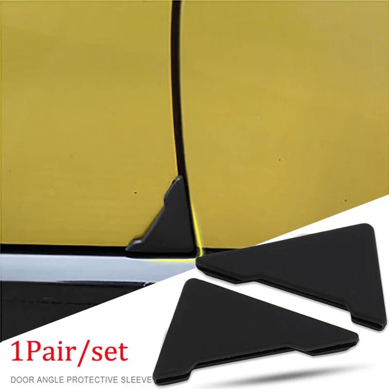 2pcs Car Door Corner Anti Collision Protector Guards Car Front Door Angle Triangle Cover Silicone Anti-rust Stikcer Safety Decal