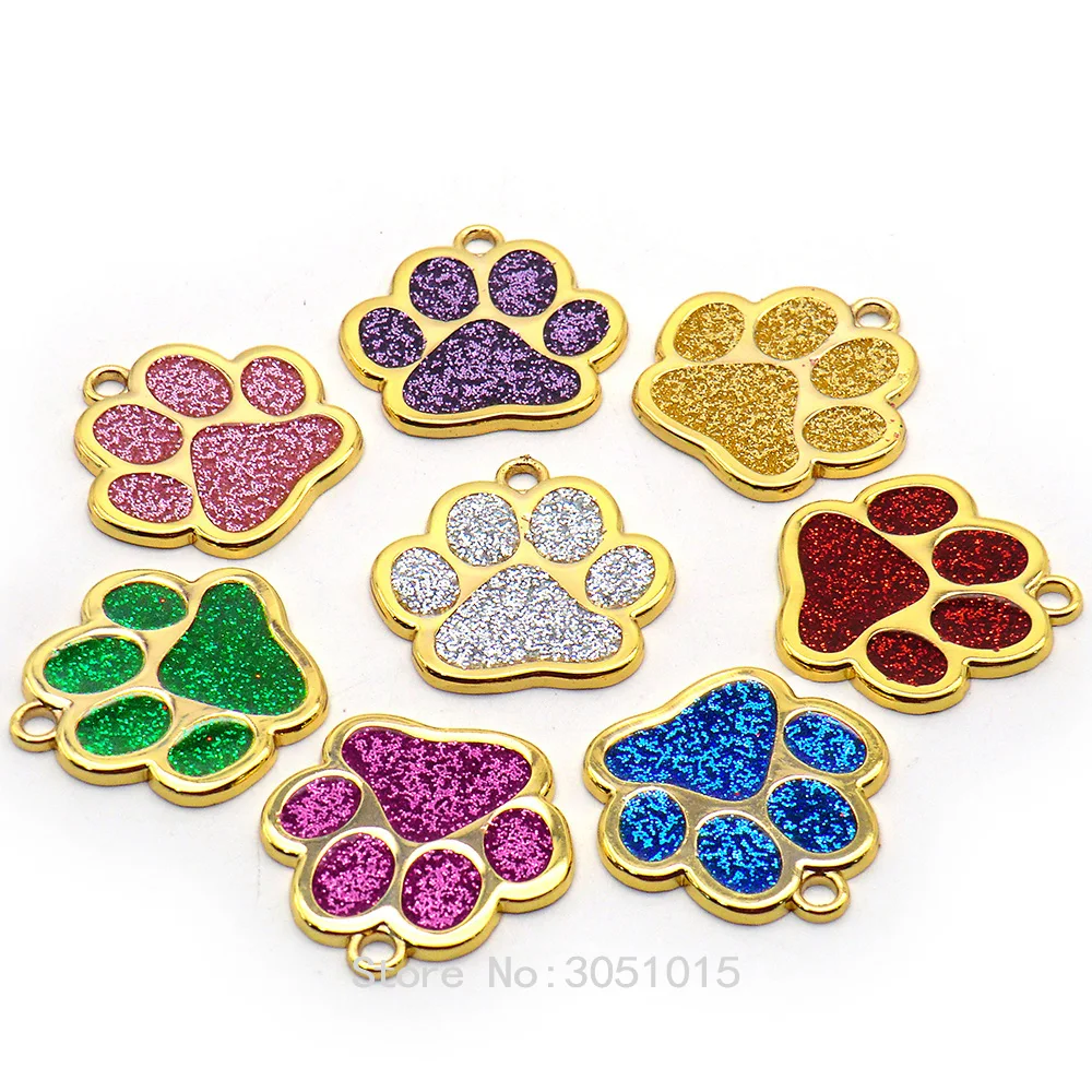 

Wholesale 100Pcs Golden Paw Dog ID Tag Personalized Puppy ID Tag Pet Collar Accessories Custom Dogs Anti-lost Name Tags Pendant