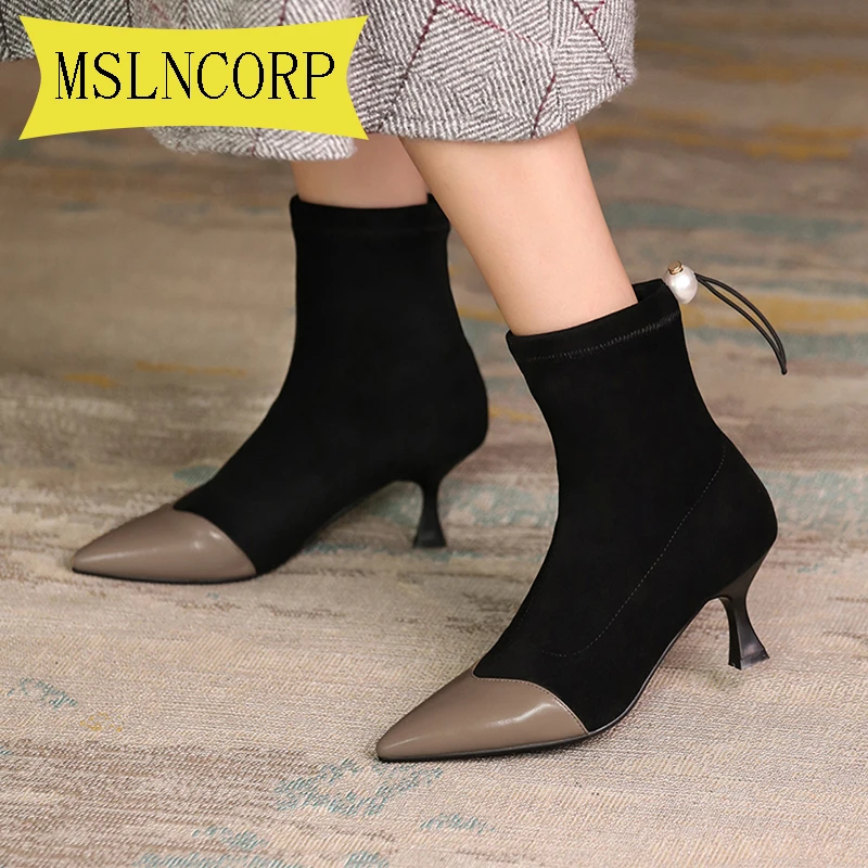 

Plus Size 34-46 winter New boots Pointed Toe single shoes womens for spring autumn Soft Chelsea Fashion Boots Heightening Boots