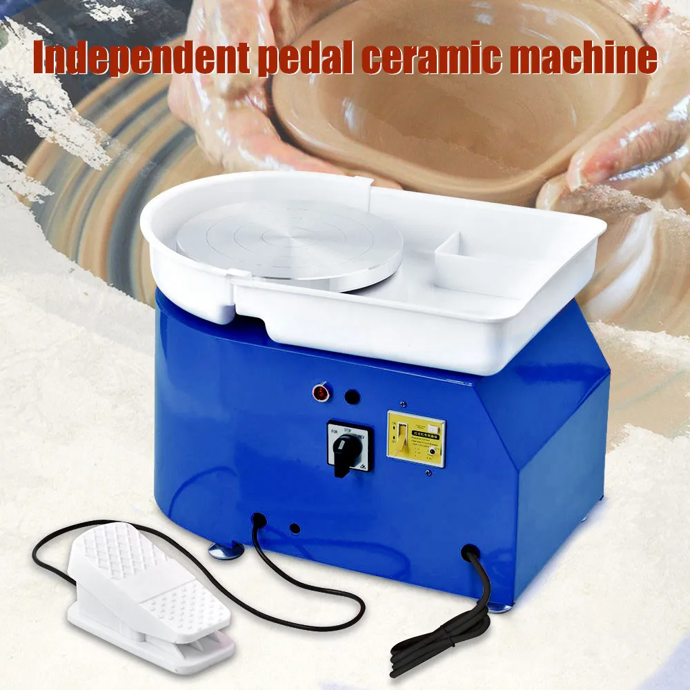 350W Brushless Electric Pottery Wheel Machine Mini Pottery Wheel Ceramic Shaping Tool Washable Basin with Pedal for Amateur