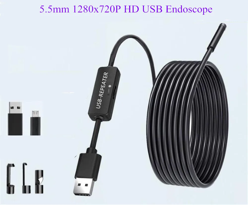 5.5mm 1280x720p USB Endoscope Water-proof IP66 Borescope Camera Inspection tool otoscope for android