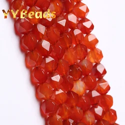 5A Quality Genuine Faceted Red Agates Beads Carnelian Stone Loose Charm Beads For Jewelry Making Bracelets For Women 6 8 10 12mm