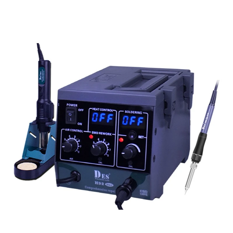 CXG DES Soldering Station High Frequency Thermostat Electric Soldering Iron Hot Air Gun 2 in 1 Repair Tool Case H92/H92B