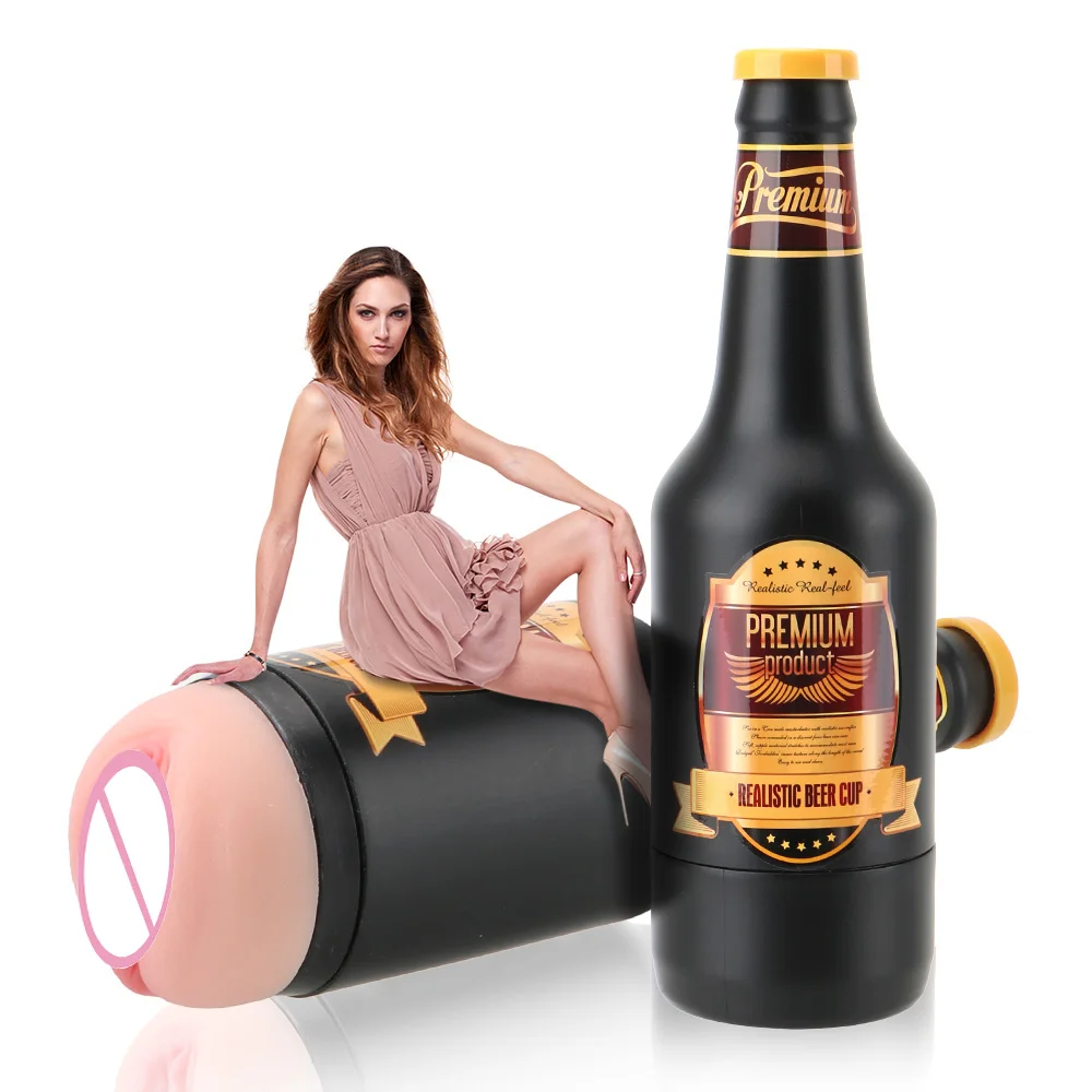 Sexy Beer Bottle Male Masturbator Vaginal Real Pussy for Men 18+ Glans Sucking Penis Exerciser Sex Toy Adult Erotic Product Shop