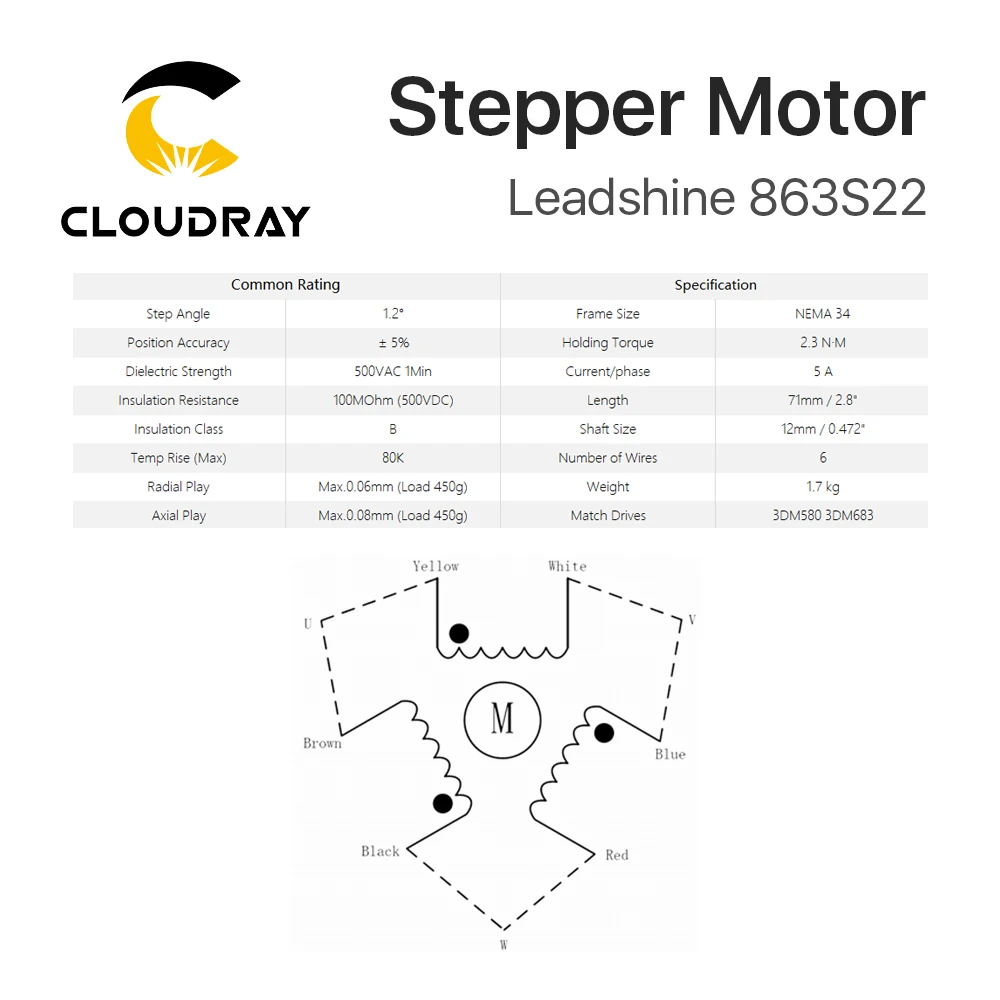 Imagem -06 - Leadshine Fase Nema 34 Motor Deslizante 2.3n. m 5a 863s22 Stepping Motor para para Máquina de Gravura do Cnc Alto Torque