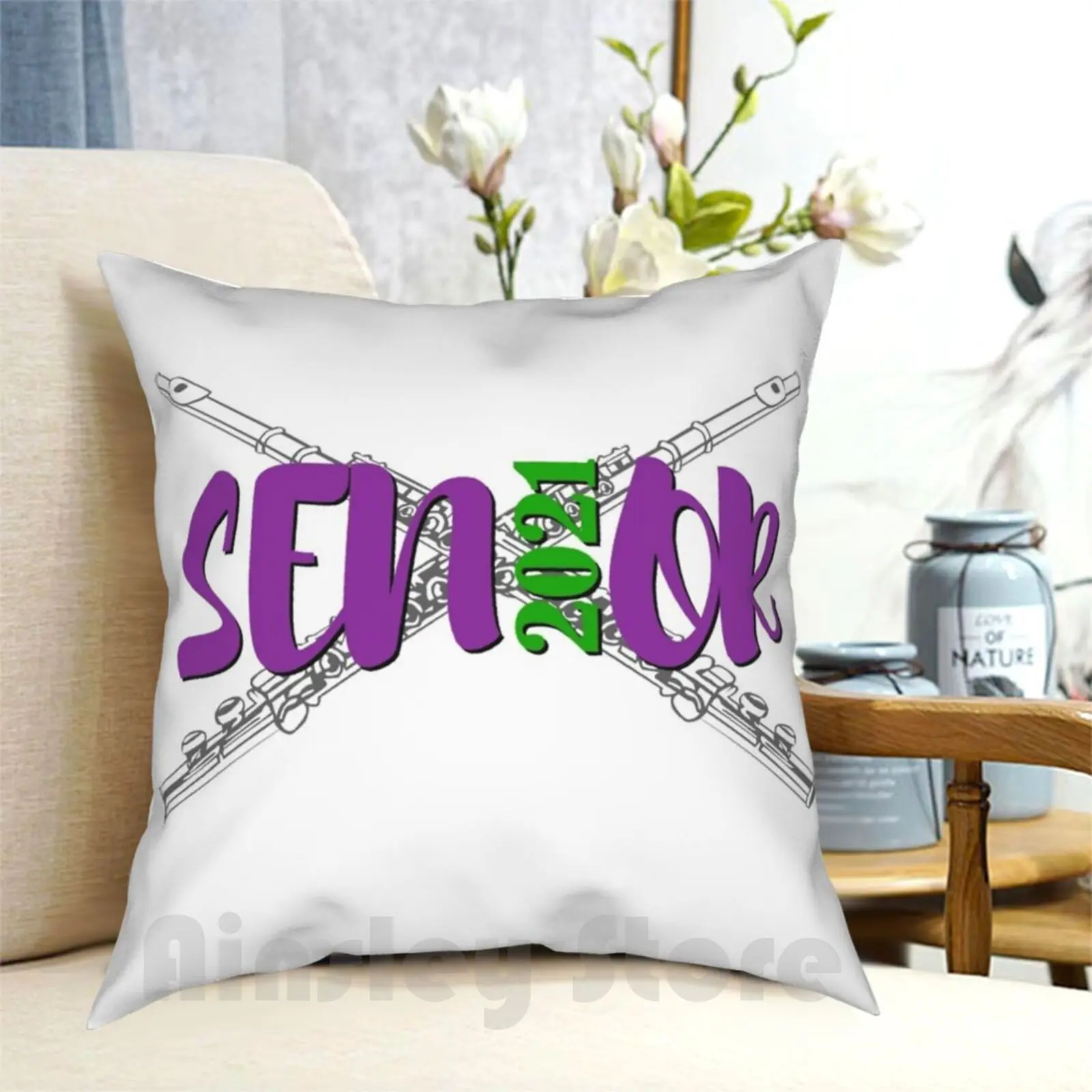 Senior-Class Of 2021-Flute Pillow Case Printed Home Soft DIY Pillow cover Band Marching Band Marching High School Band High