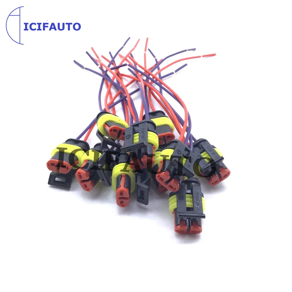 10 Pieces Waterproof Male Electrical Connectors Plug 2-Pin Way With Wire For Car Motorcycle Scooter Marine