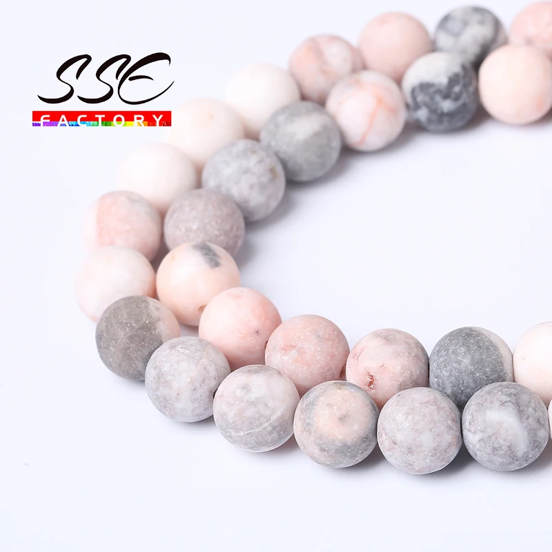 Natural Stone Matte Pink Zebra Jaspers Round Beads For Jewelry Making 4mm -12mm Spacer Bead Diy Bracelet Necklace 15'' Wholesale