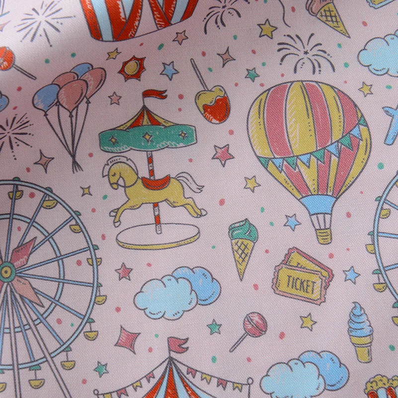 100% Cotton Digital Printed Theme Park Fabric Handmade Decoration Accessories clothes Bag Cushion Per Half Meter