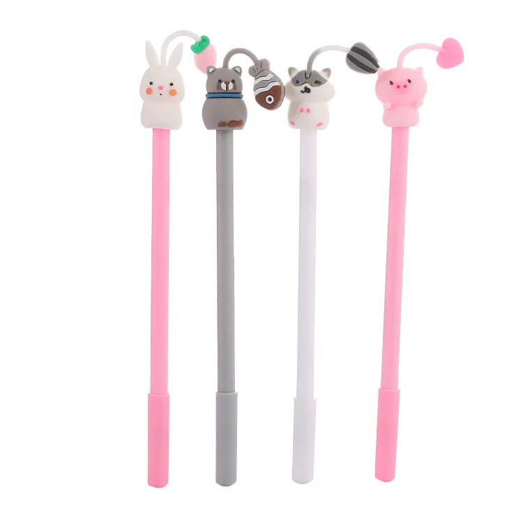 

40 pcs/lot Hamster Rabbit Pig Cat Gel Pen Cute Office Stationery School Water Gel Ink Pen black ink Signature Pen escolar