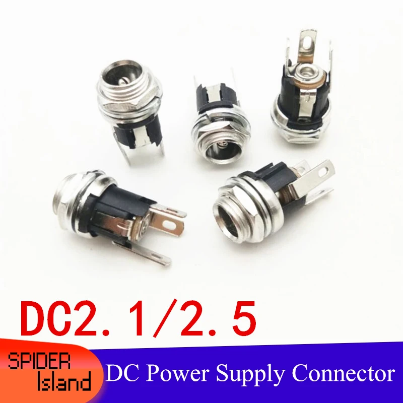 

100PCS Copper DC Female DC Socket 5.5 * 2.1MM DC Socket Connector Terminal DC Female Power socket For DIY 5.5*2.1 / 5.5 *2.5MM