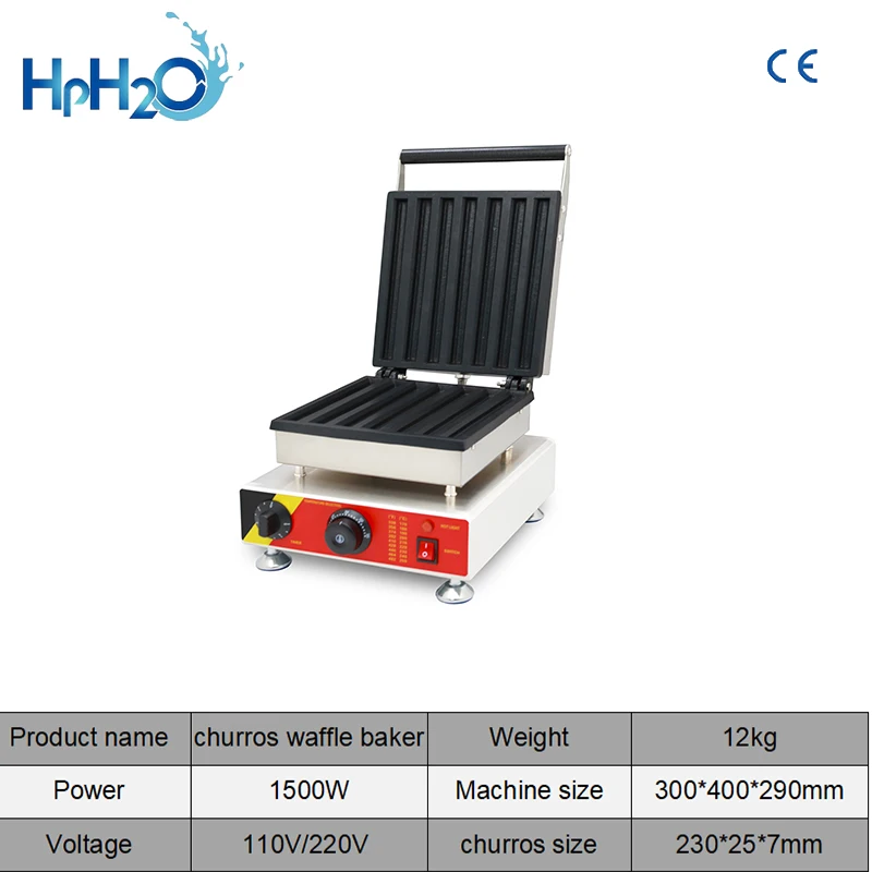 Commercial CE ได้รับการอนุมัติ Churros อุปกรณ์เบเกอรี่ Commercial เครื่องทำวาฟเฟิลสเปน Churros วาฟเฟิลกรวยเครื่องวาฟเฟิลเหล็กแผ่น