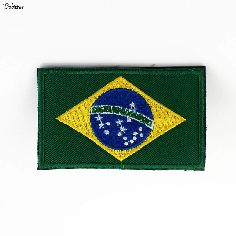 Brazil Country flag Patches with Hook Loop Brazilian Banner Badges Armband Stickers For Backpack Caps Uniform Decoration