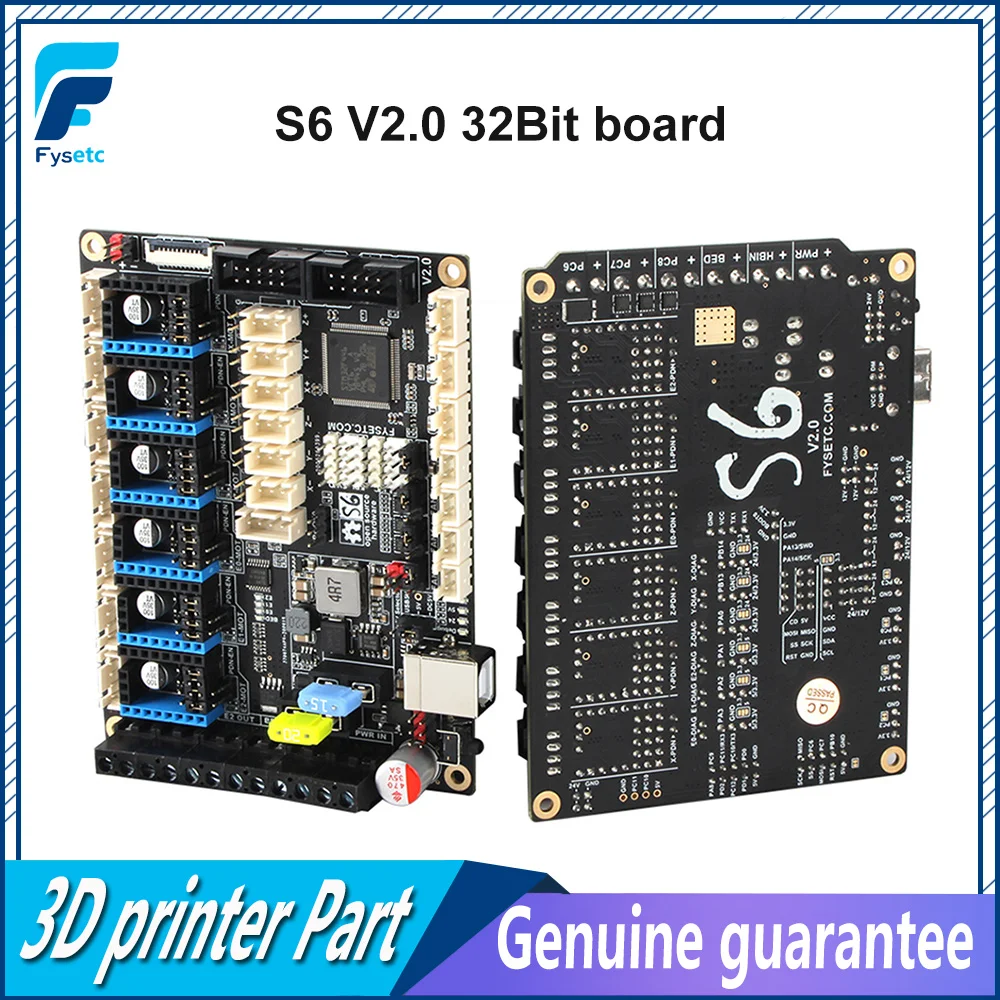 

S6 V2.0 Board 32 Bit Control Board Support 6X TMC Drivers Uart/SPI Flying Wire XH/MX Connector VS F6 V1.3 SKR V1.3