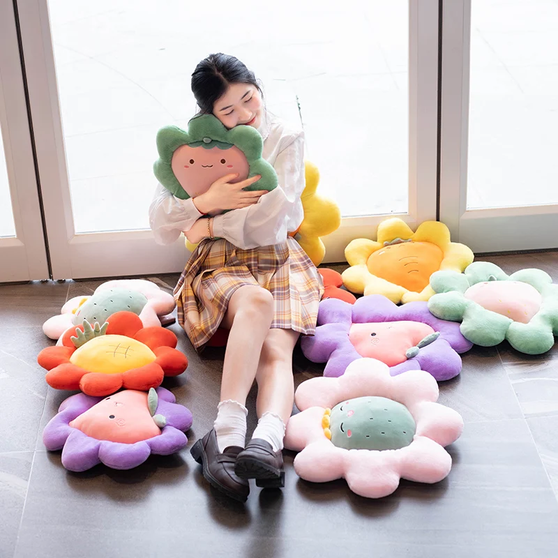 

Beautiful Colorful Flower Plush Pillow Toy Soft Cartoon Fruit Cactus Plant Stuffed Doll Chair Cushion Sofa Kids Lovers Gifts