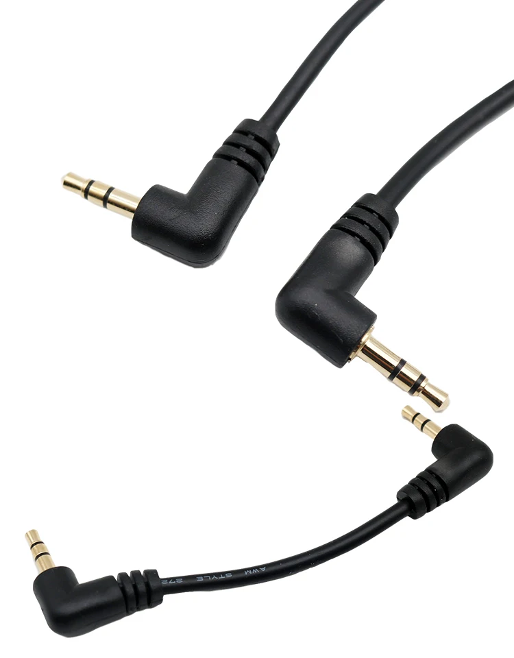 1 Stück Gold 3,5 mm 1/8 Zoll rechtwinklig auf 3,5 mm 3-polig männlich rechts Stereo AUX Audiokabel 10 cm / 15 cm – Detail 2