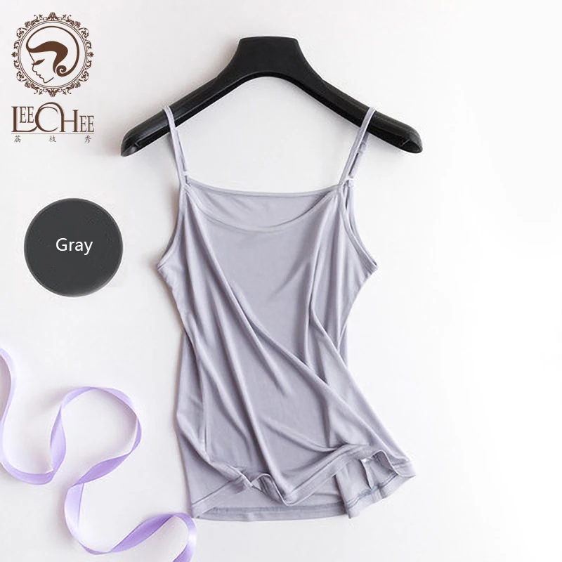 Singlet Women 100% Silk Camisoles Knit Tanks Suspends With Top Shirt Lady lingerie underwear Free Wire Summer Free Shipping Soft