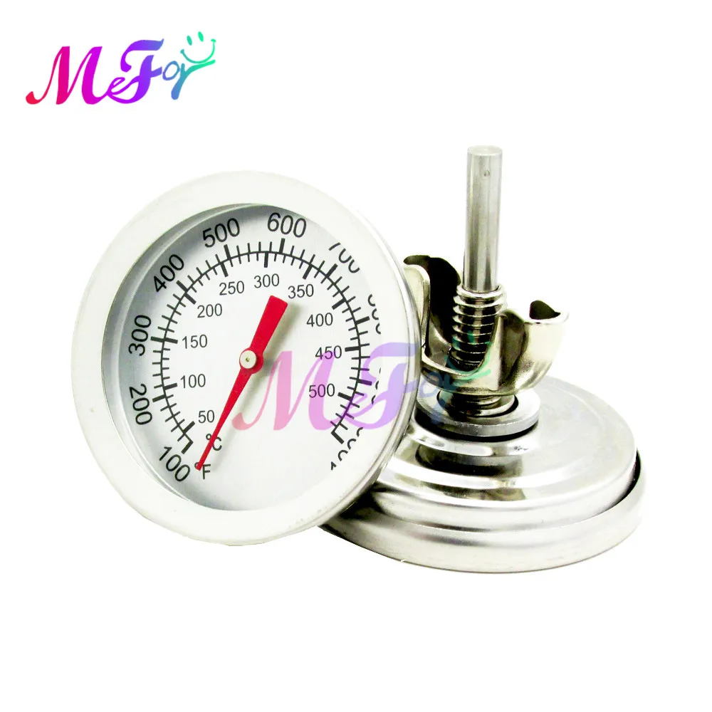 Termometro Per Barbecue E Forno In Acciaio Inox, 100~400°C, Attacco M10, Quadrante 60mm