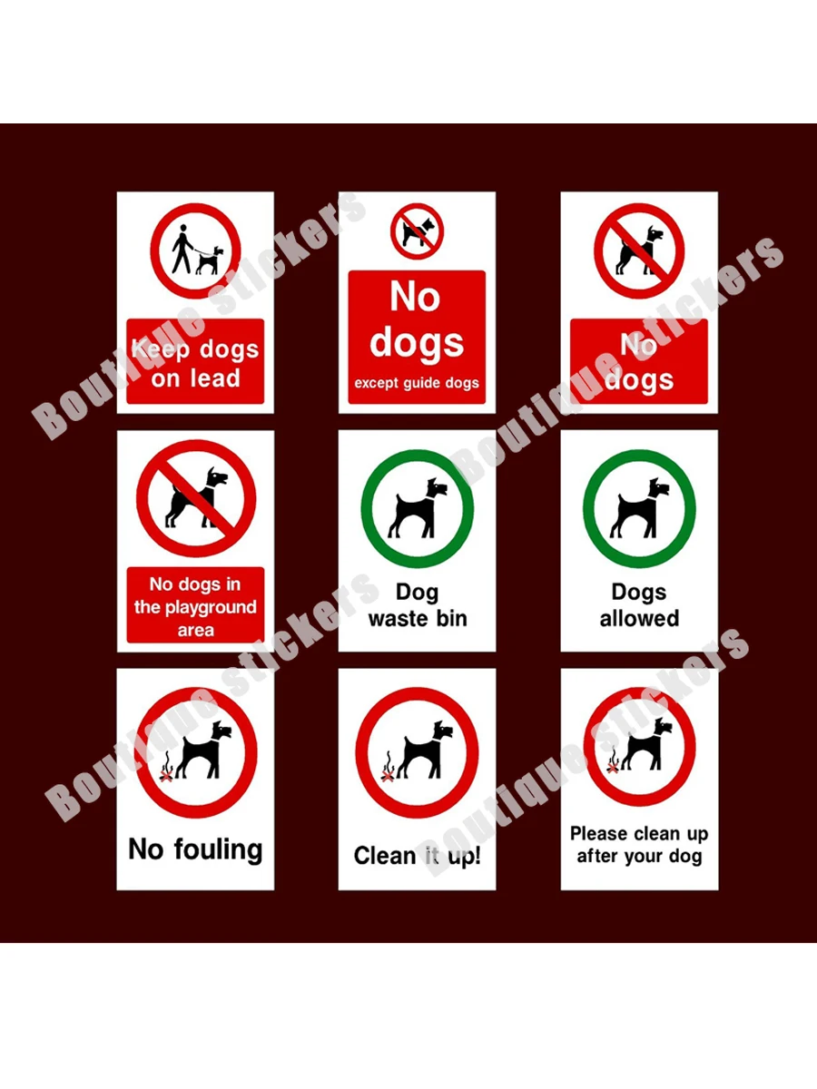 4X No Dogs / Playground / Dirt Accumulation / Cleanup Sign Stickers Practical Stickers Hot Sale High Quality Waterproof