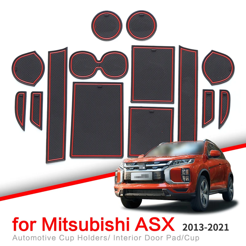 Anti-Slip Gate Slot Cup Mat for Mitsubishi ASX 2013-2021 Door Groove Non-Slip Pad Car sticker Accessories Rubber Coaster