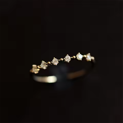 925 Sterling Silver Plating 14k Gold Fashion Simple Pav&eacute; Diamond Ring Women Exquisite Sweet Wedding Jewelry Accessories