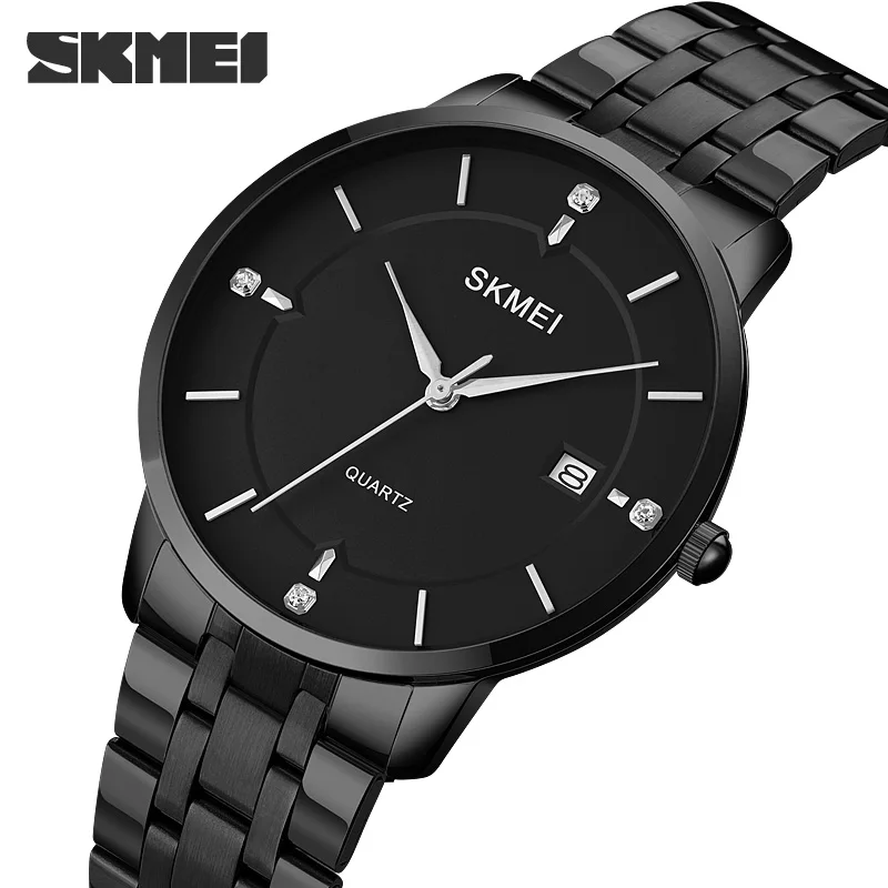 SKMEI Men Quartz Watches Waterproof Shockproof Stainless Steel Strap Clock Watch Fashion Simple Business Male Wristwatches 1801