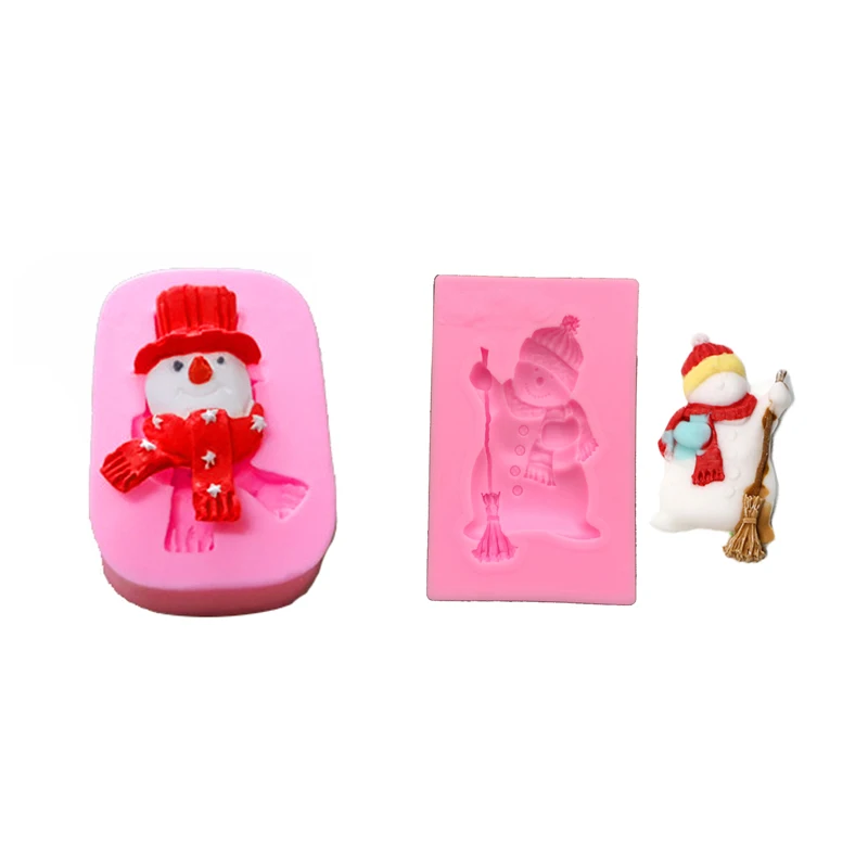 Christmas Snowman Cooking Tools Silicone Fondant Gum Paste Mold Cake Decorating Clay Resin Sugar Candy Sculpey