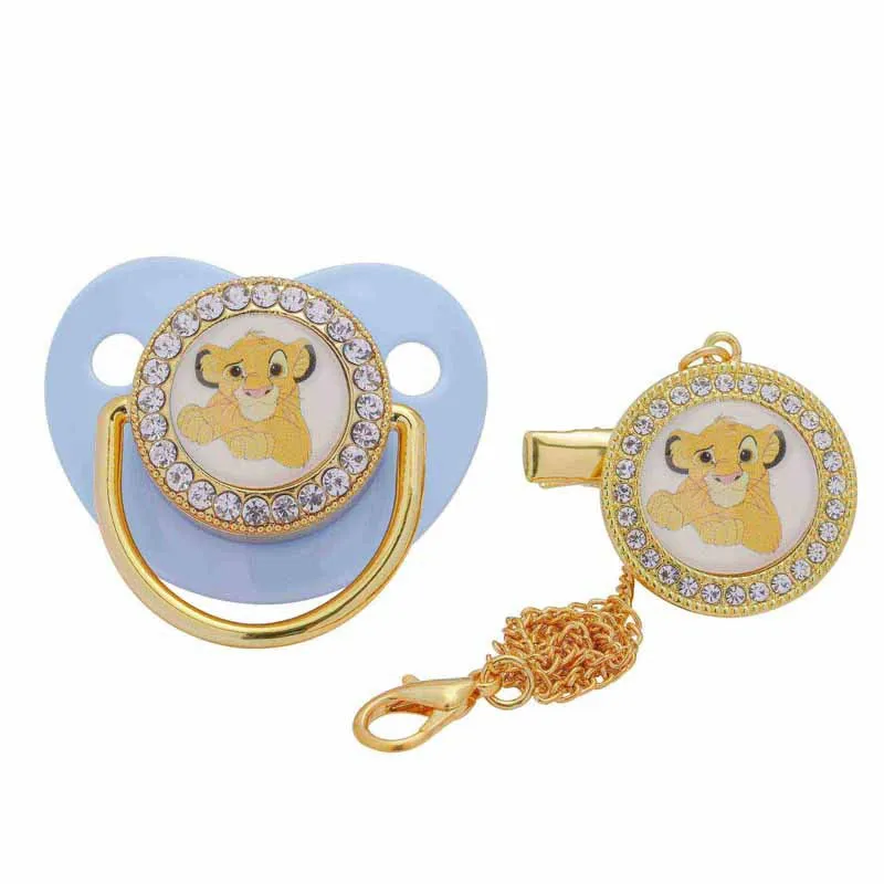 New Lion King Simba Quality Pacifier and Pacifier Clip Disney New Baby Metal Bling Luxury Pacifiers Silicone Bebe Pacifiers Bebe