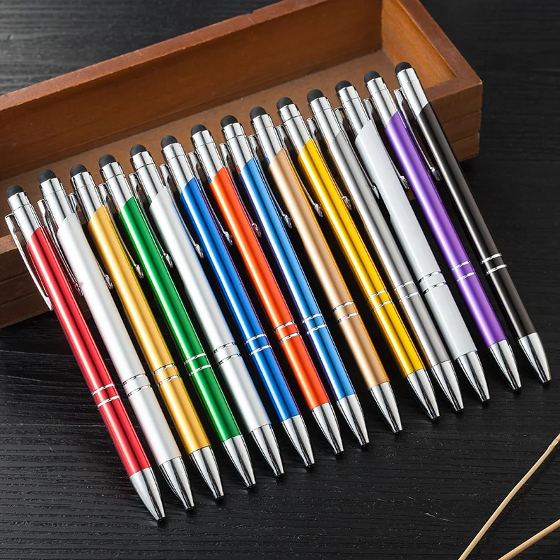 

100pcs/set Business Metal Pen Aluminum Pen Advertising Ballpoint Pen Custom Logo Moq 500pcs Promotion Touch Screen Pen Wholesale