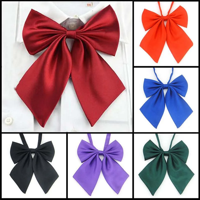 Fashion Necktie Cravat Tie Neck Wear Japanese BowTie Uniform Ladies Womens Formal PLAIN Tuxedo Clip on Adjustable Bowknot