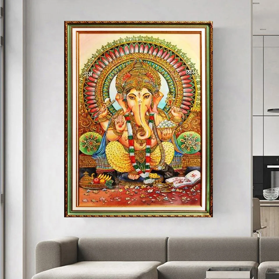 Ganesha 5d diy diamond embroidery new picture diamond painting cross stitch full square for Indian religion decor puzzles 3d art